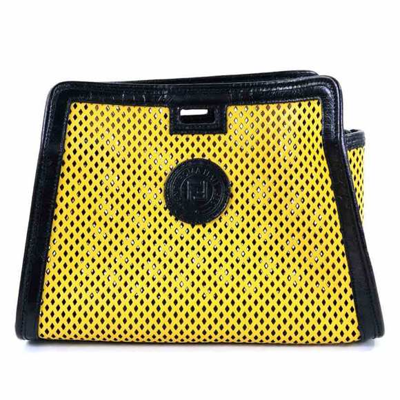FENDI Handbags - Fendi FENDI Bag Cover Peek-A-Boo Small Leather Yellow x Black Unisex